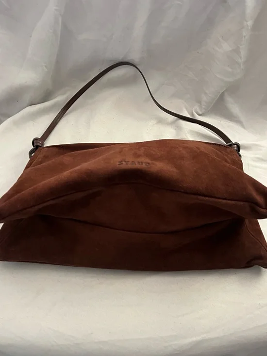 STAUD WALLY BROWN MAHAGONY SUEDE SHOULDER HANDBAG $425 - Picture 7 of 14